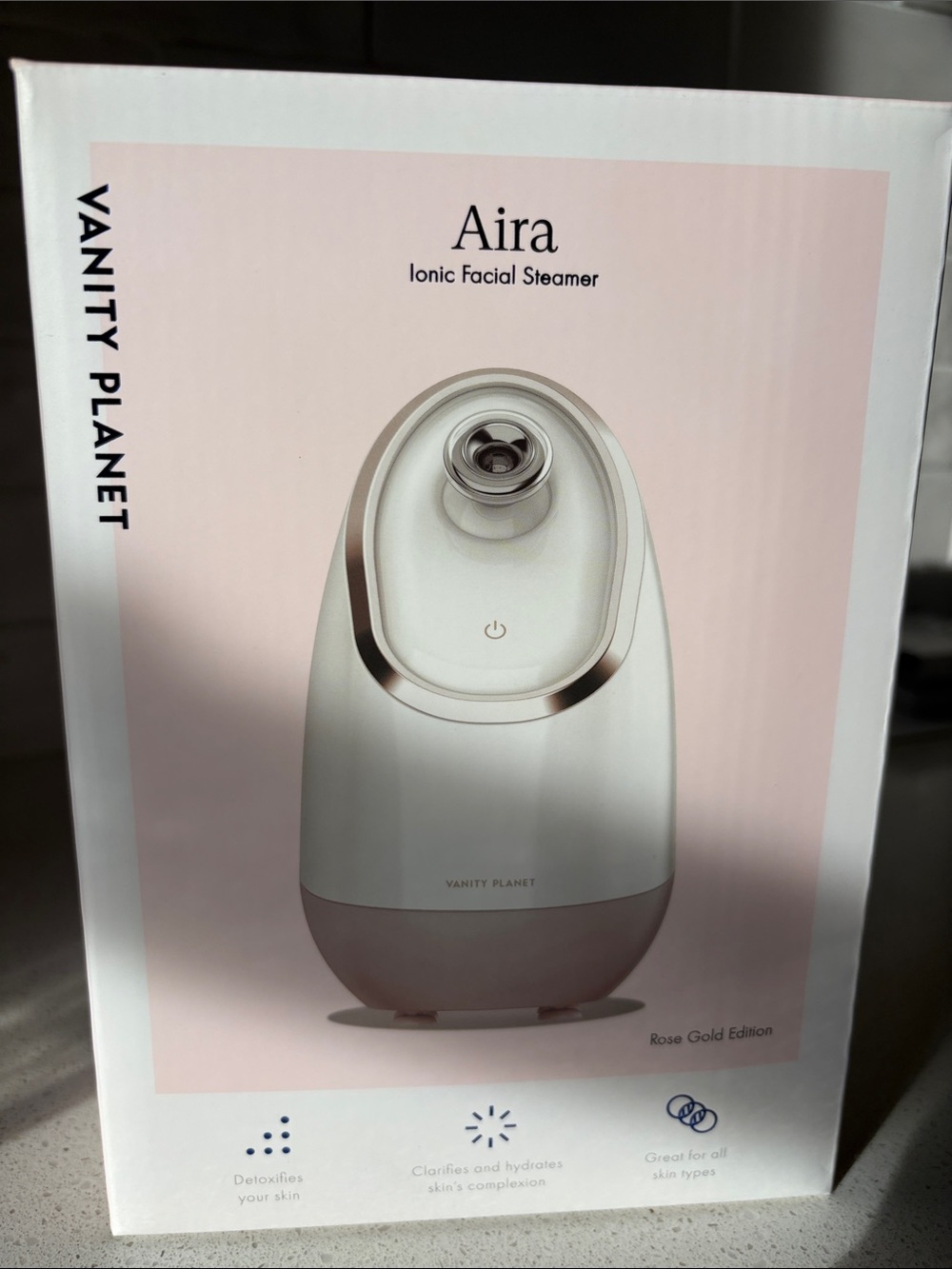 Vanity Planet Aira Ionic Facial Steamer - Rose Gold & White